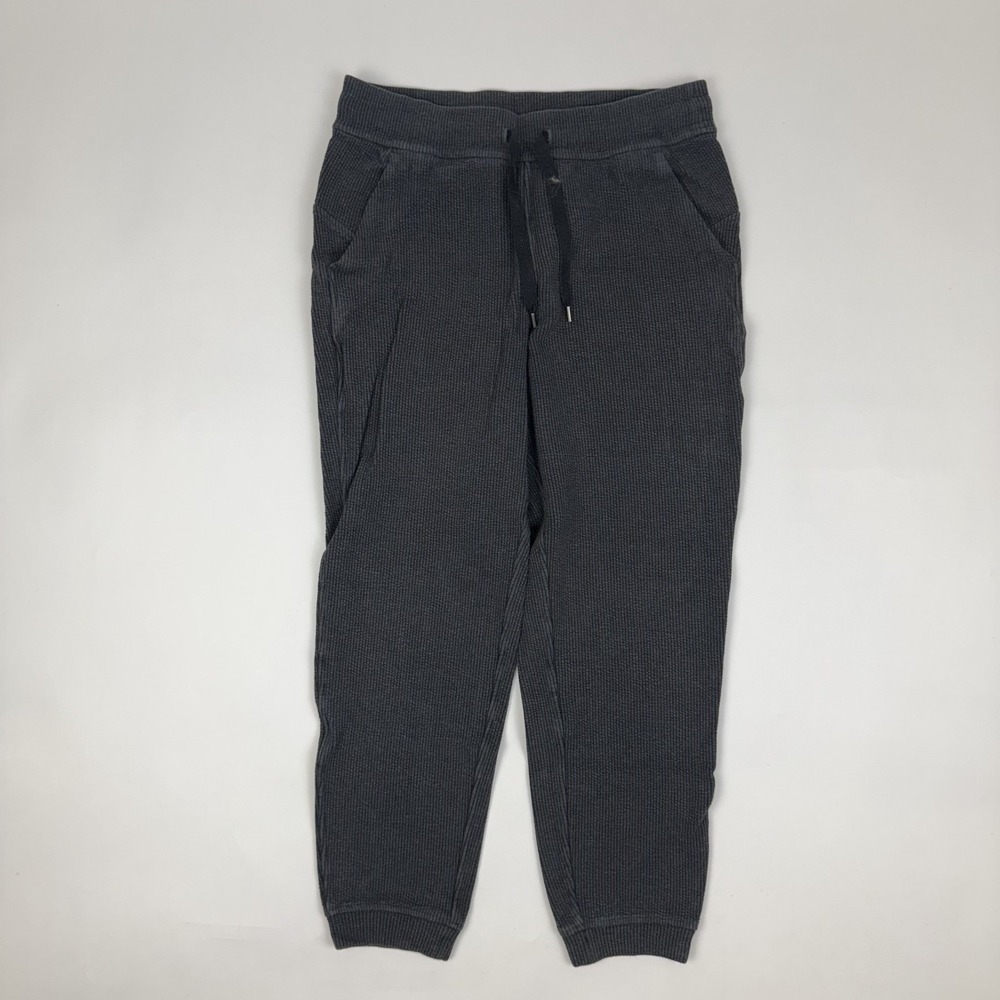 Womens Lululemon At Ease Tapered Waffle Textured Gray Sweatpants Jogger Size 6